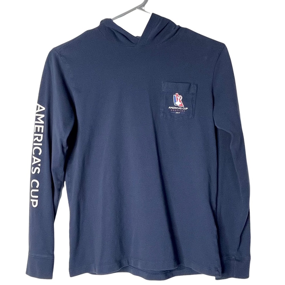 Vineyard Vines Boys 2017 Americas Cup Long Sleeve  Hooded Tee Medium 12/14
